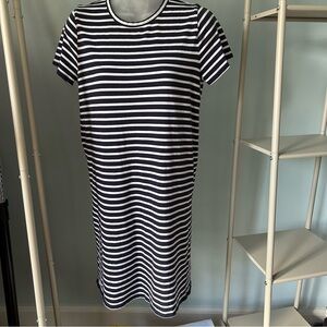 J. Crew Navy and White Striped Tshirt Dress Nautical